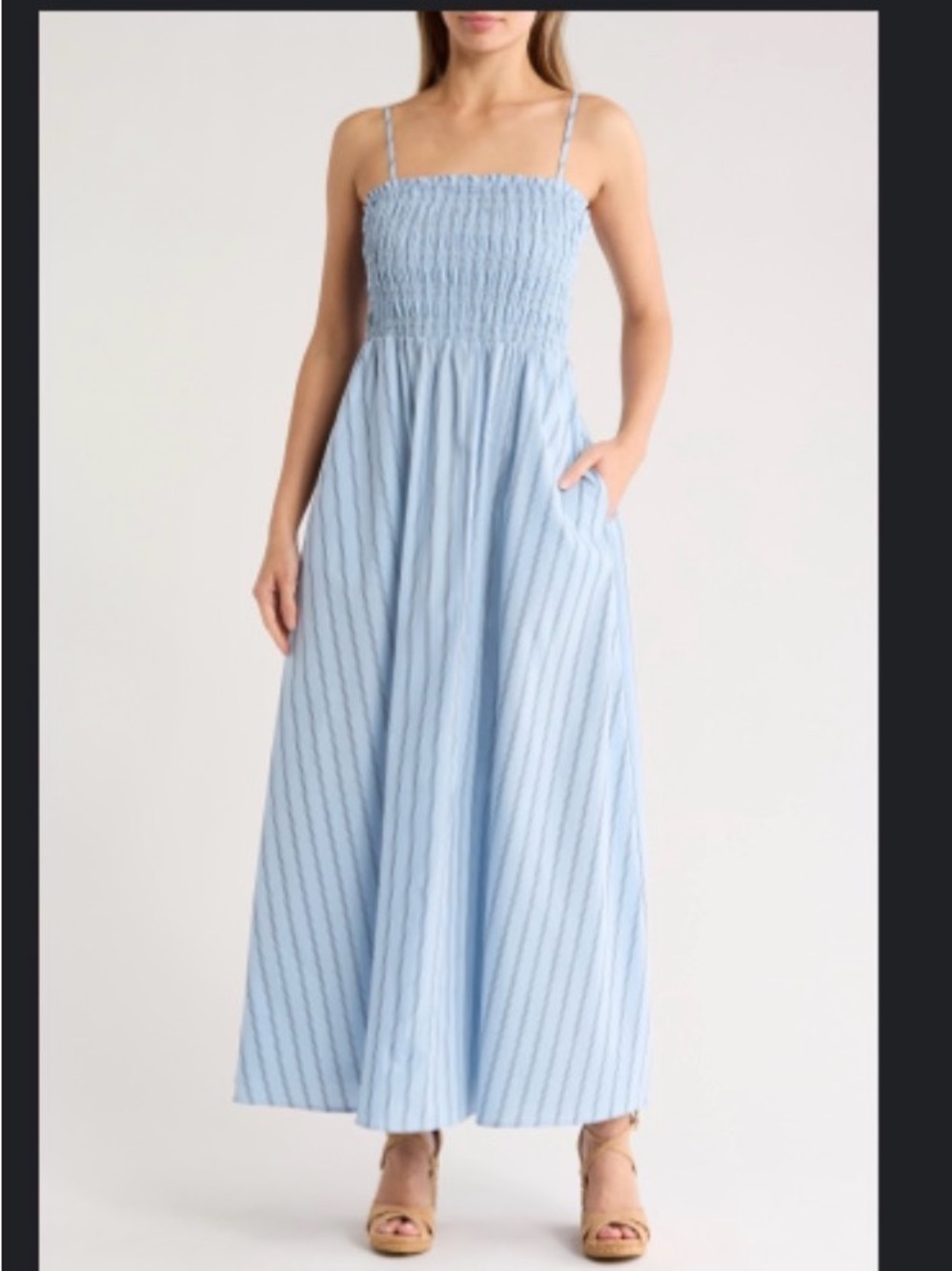 Steve Madden Smocked Poplin Maxi Dress